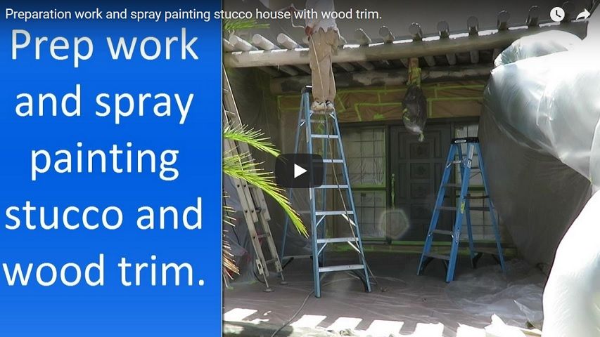  Preparation work and spray painting stucco house with wood trim